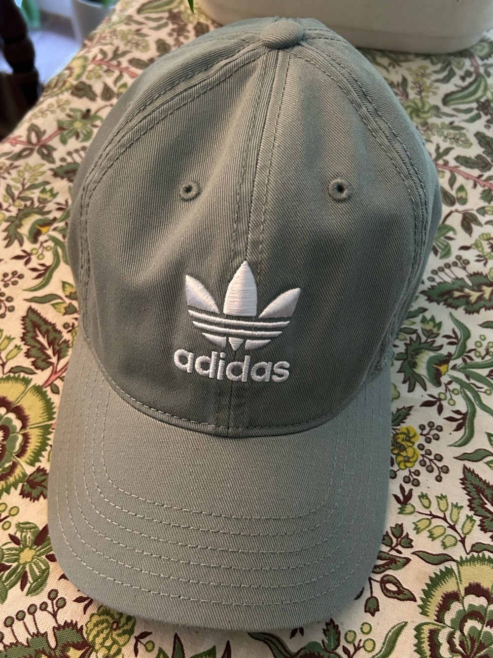 Adidas  Sage Green Trefoil Baseball Hat with White Logo